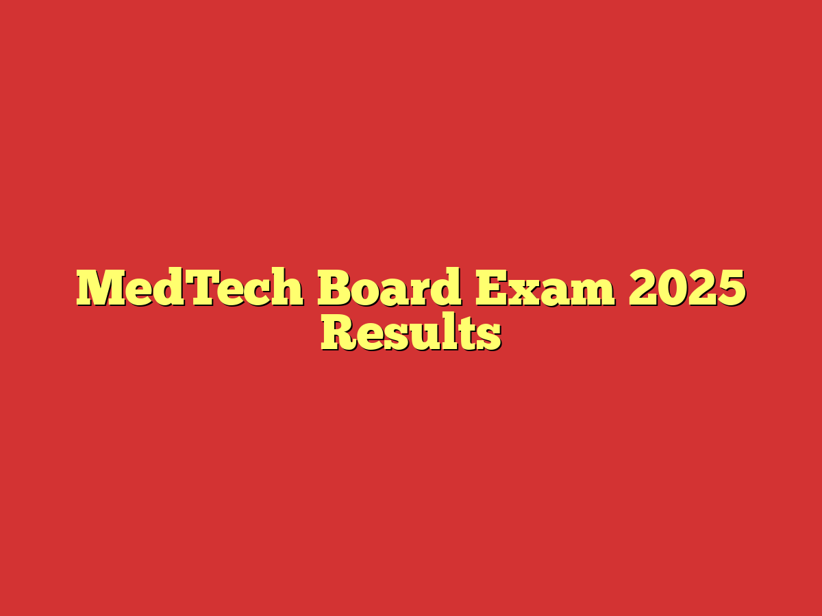 MedTech Board Exam 2025 Results