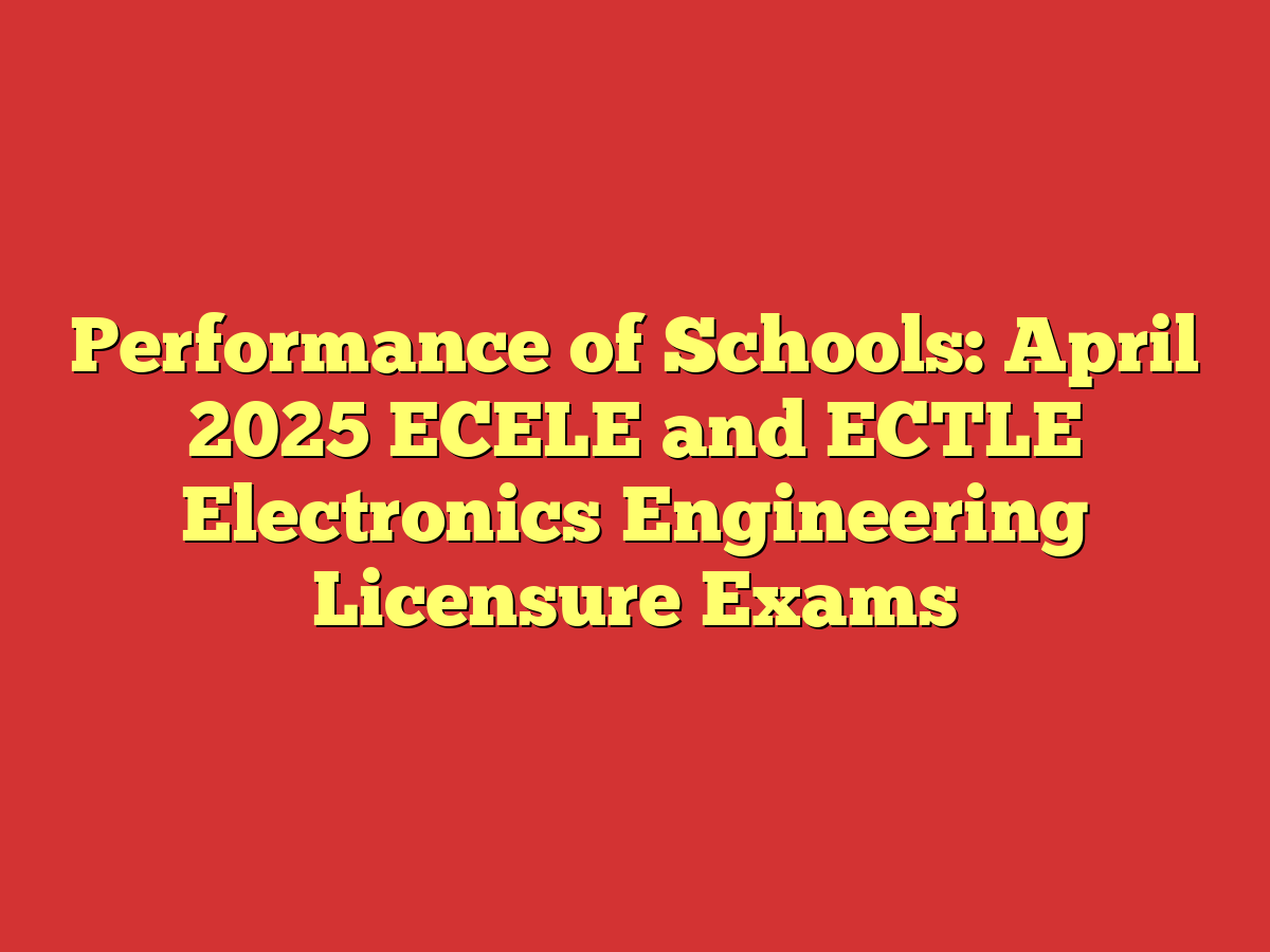 Performance of Schools: April 2025 ECELE and ECTLE Electronics Engineering Licensure Exams
