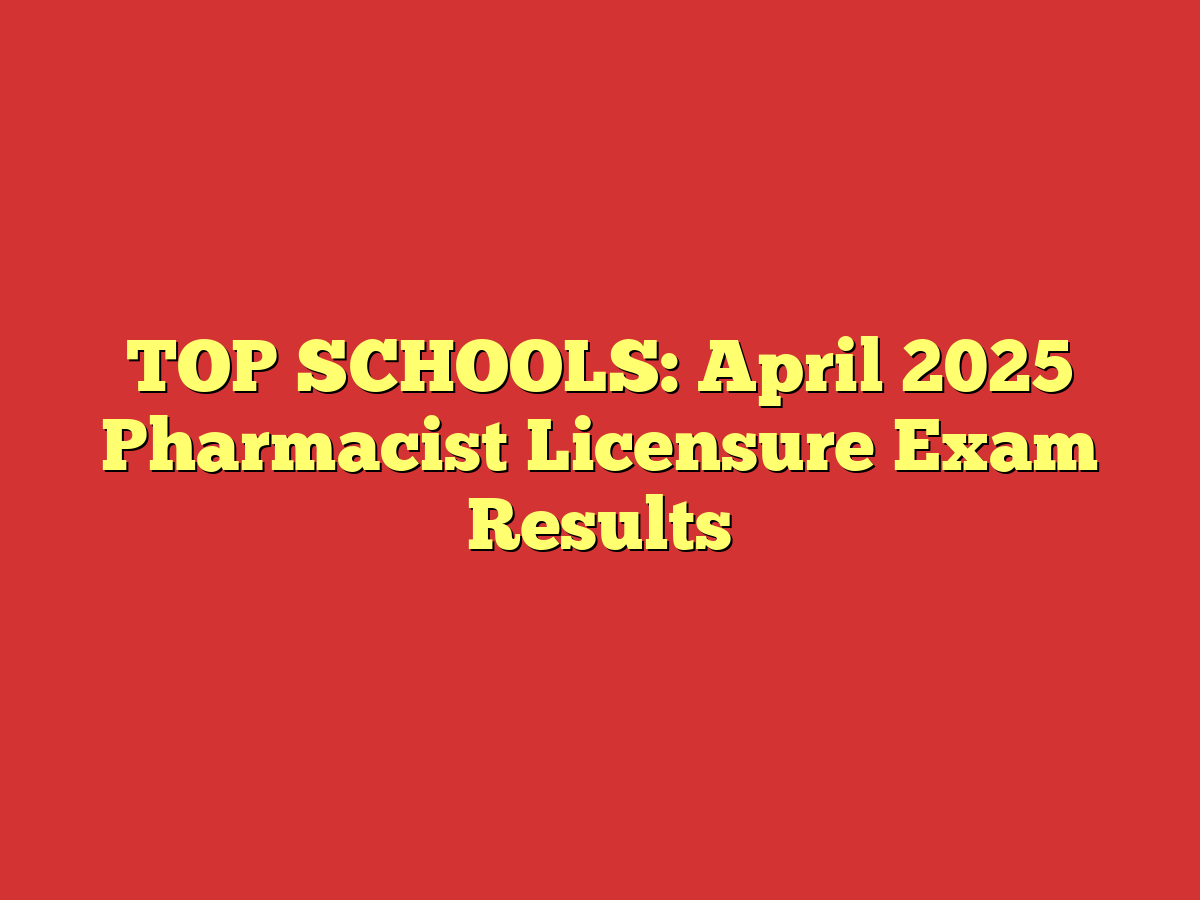TOP SCHOOLS: April 2025 Pharmacist Licensure Exam Results